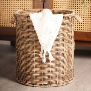 Best Seller Customized Wooden Rectangle Willow Laundry <b>Basket</b> Woven <b>Baskets</b> with Lid Buying in Large Quantity Natural Vietnam - Product Image 2