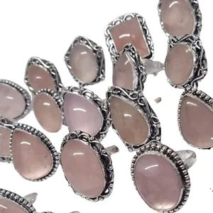 Rose Quartz Batu Cincin Indian Membuat Perak Kuningan Kotak Perhiasan Kotak Hadiah Mode Perhiasan Silikon O Cincin