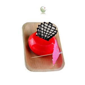 Ensemble de vaisselle jetable biodégradable de haute qualité Plateaux de dîner rectangulaires plats Conception de feuille de palmier Servir des aliments adaptés au mariage - Product Image 1