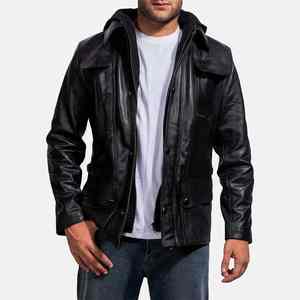 Nouvelle veste en cuir pour homme, personnalisée, tendance, en cuir véritable, rembourrage en coton, col en fourrure rabattable, respirante, imperméable, chaude et chauffante - Product Image 6