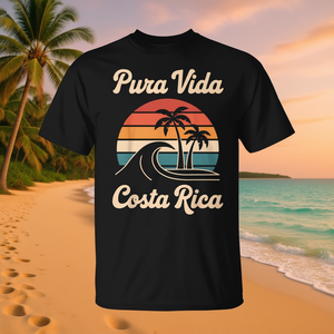 T-Shirt Vintage Retrò per Vacanze Tropicali con Stampa Costa Rica Pura Vida per Promozioni - Product Image 3