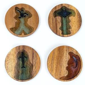Ensemble de sous-verres en bois écologiques faits à la main Décoration d'intérieur Ensemble de sous-verres en bois rustique en bois massif pour la cuisine au prix le plus bas - Product Image 5