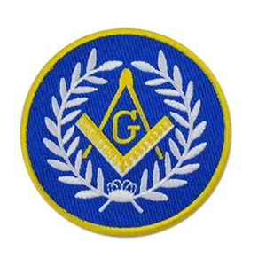 Écusson maçonnique brodé carré et boussole ronde Broderie à la main Insigne personnel maçonnique personnalisé - Product Image 1