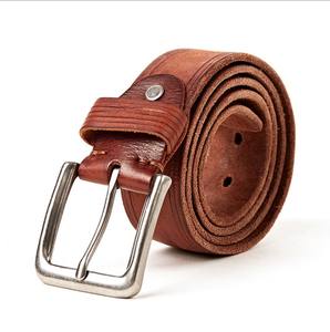 Ceinture en cuir de vache pour homme, de couleur marron foncé, de marque, avec boucle en acier, respirante, imperméable, décontractée, pour affaires, logo personnalisable - Product Image 2