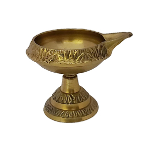 Handmade Golden Diya <b>Lamp</b> for Diwali Pooja Brass Indian Puja <b>Oil</b> <b>Lamp</b> with Engraved Design Metal Decorative Style Art - Product Image 1
