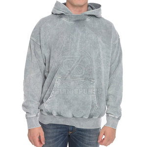 Sudadera con capucha de ajuste relajado para hombres con tela de lavado ácido desgastada Sudadera con capucha básica de estilo urbano con apariencia de lavado ácido - Product Image 1
