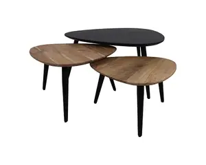 3 중첩 커피 테이블 모던 미니멀 디자인 슈퍼 블랙 마감 럭셔리 디자인 거실 커피 테이블 홈 가구 세트