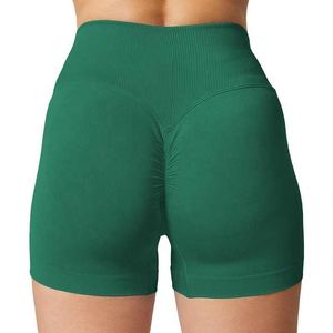 Conjunto de pantalones cortos de Yoga para deportes informales para mujer, conjunto de Yoga con estampado de cintura alta para secado de verano, conjunto de pantalones cortos sólidos - Product Image 4