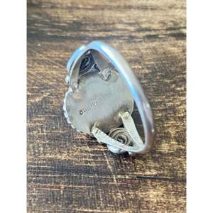 Navajo Handmade <b>Statement</b> <b>Ring</b> Kingman Turquoise & Sterling <b>Silver</b> Size 9.25 Gemstone Inlay for Everyday Wear - Product Image 5