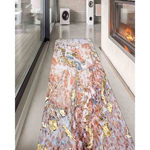 Alfombra de Mármol Dorado: Tonos Suaves, Decoración Brillante para el Hogar, Apta para Mascotas, con Pelo Suave - Product Image 4
