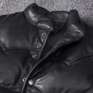 Chaqueta de cuero para hombre, chaleco de piel de oveja, traje de vuelo corto, corte ajustado, chaleco grueso y cálido, otoño e invierno - Product Image 3