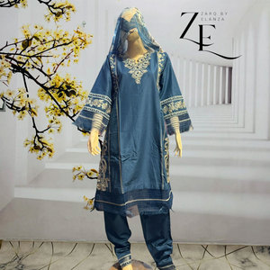 Salwar Kameez Indio-Pakistaní Preconfeccionado con Bordado, Ropa Casual para Mujer, Tela Ligera, Absorbe la Humedad, Secado Rápido, Cómodo - Product Image 4