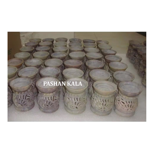 Quemadores de Aceite Aromático de Piedra de Savia de Primera Calidad, Diseño Redondo, Color Natural, con Hojas Talladas para Decoración del Hogar - Product Image 1