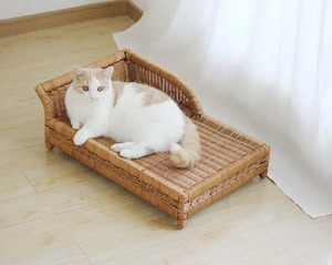 Mimbre artesanía mascota gato perro cama casa ratán mascotas suministros invierno cálido lujo perro cama-con SISU - Product Image 3