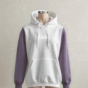 Sweat-shirt à capuche unisexe Kadia blanc et vert olive, manches raglan, coupe ample, en coton French Terry, décontracté, pour l'automne - Product Image 4