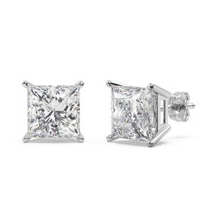 Pendientes de Diamantes de Corte Princesa de 2.50 Quilates en Oro Blanco de 14 Quilates (H-I SI2-SI3) - Product Image 3