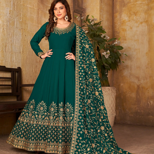 Vestido Largo Anarkali de Diseño con Bordado para Mujer - Product Image 1