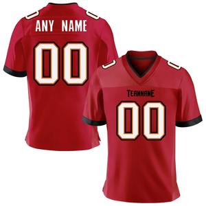 Maillot de football américain personnalisé pour hommes jeunes enfants haut d'équipe rouge blanc manches courtes imprimé personnalisé grande taille été - Product Image 2