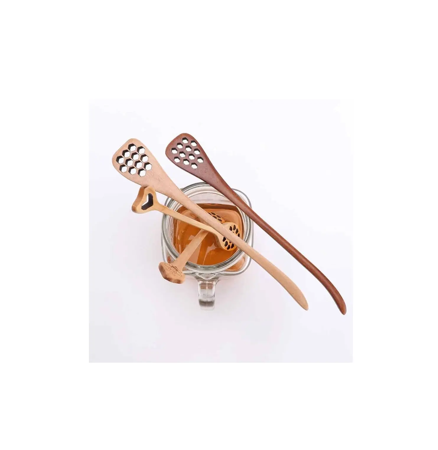 Hete Verkoop Top Hoge Kwaliteit Houten Dipper Honing Lepel Roerstok Met Goed Ontwerp Voor Aangepaste Logo