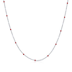 Collier chaîne en émail rouge et blanc, design artisanal, vente en gros, bijoux turcs en argent sterling 925 - Product Image 4