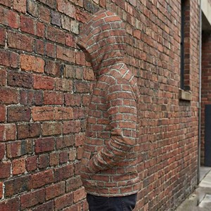 Sudadera con Capucha para Hombre, Diseño de Pared de Ladrillos Impresa en 3D, Estilo Urbano Realista, Impresión Completa Personalizada, 100% Algodón, Transpirable para Invierno - Product Image 3