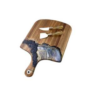 Meilleure qualité couleur personnalisée rectangulaire grande résine époxy multifonctionnelle bois d'olivier planche à découper de service Inde - Product Image 6