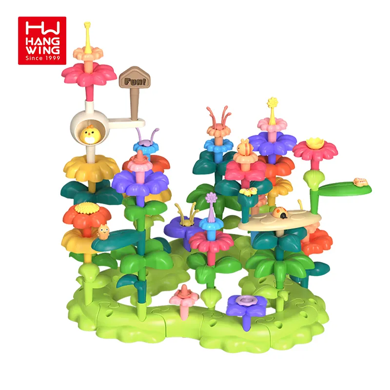 HW TOYS fai da te assemblato educativo colorato Building Blocks fiore Bush set da giardino per bambini regali 2023 nuovo Desgin