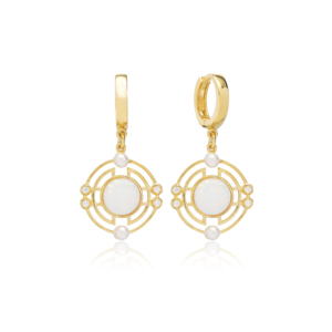 Lovely Round Design <b>Opal</b> Stone <b>Earrings</b> Dangle <b>Earrings</b> Turkish Wholesale 925 Sterling Silver Jewelry - Product Image 1