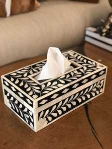 Papel de seda cuadrado precio al por mayor mejor calidad hueso incrustaciones caja de pañuelos artesanías hechas a mano Madre de la caja de perlas venta superior - Product Image 4