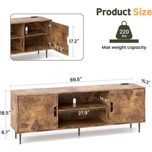 Mobile TV in legno da 80 pollici con presa di corrente per il centro di intrattenimento del soggiorno - Product Image 6