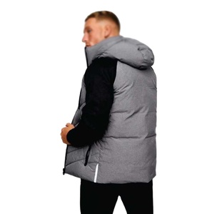 Custom Grey Coated Hooded <b>Patchwork</b> Puffer <b>Jacket</b> 100% Polyester Regular Sleeve Autumn <b>Jacket</b> with Zip Pockets OEM Manufacturer - Product Image 3