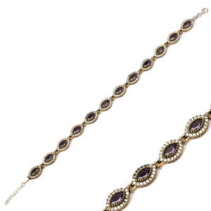 <b>Amethyst</b> CZ Stone Marquise Shape Turkish Authentic <b>Bracelet</b> Wholesale Ottoman 925 Sterling Silver Jewelry - Product Image 1