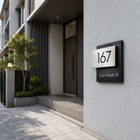 Plaque de porte personnalisée moderne à double couche pour numéro de maison, adresse, nom de villa, extérieur