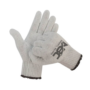 Guantes de seguridad de punto de algodón rojo para trabajos industriales, precio al por mayor - Product Image 4