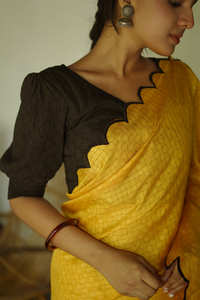 Étnico Gadhawal Chex Saree con Arca Work y algodón ajustable cosido Lucknowi blusa al por mayor proveedor tradicional - Product Image 2