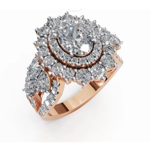 Anillo de Diamante Cultivado en Laboratorio con Halo Ovalado Real de Cleopatra en Oro Amarillo, Rosa y Blanco de 9k, 14k y 18k, Joyería Elegante de Diseño para Mujer - Product Image 5