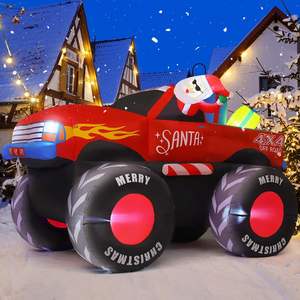 Décorations de Noël gonflables de 7,5 pieds, Père Noël sur camion avec des cadeaux, décorations de Noël gonflables Monster Truck avec lumières LED - Product Image 1