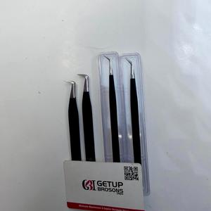Pince à épiler GETUP BROSONS IMPEX longue, droite, à 45 degrés, avec revêtement noir en poudre, pour extensions de cils, outils de beauté - Product Image 4