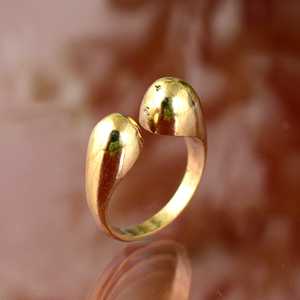 Anillo midi abierto chapado en oro de 18k, moderno y minimalista, anillo llamativo para nudillos, anillo de latón grueso con cúpula, moderno, al por mayor, para mujer - Product Image 4