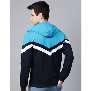 Sudadera con capucha oversize negra lisa de algodón 100% con cremallera completa de tres tonos para hombre al por mayor OEM - Product Image 2