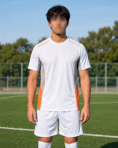 Camiseta de Fútbol Personalizada con Panel de Malla, Gris y Naranja, Ropa Deportiva Transpirable de Alto Rendimiento, Uniforme de Equipo, Venta al Por Mayor OEM - Product Image 2