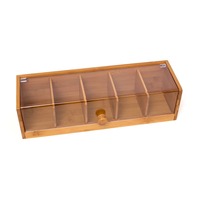 Boîte à thé en bambou avec verre transparent, boîte de rangement artisanale, écologique, naturelle, décoration intérieure et extérieure, vente en gros du Vietnam