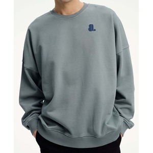 Sudadera de cuello redondo de corte regular con logotipo personalizado para hombre, diseño lavado con ácido, venta al por mayor, algodón liso, 380g, transpirable, Digital de invierno - Product Image 3