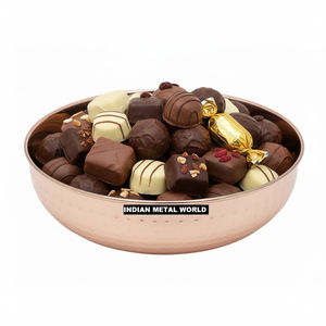 Elegant Silver Hammered Metal Decorative Bowl Filled With <b>Assorted</b> Gourmet <b>Chocolates</b> Perfect For Wedding Party Gifts On Sale - Product Image 4