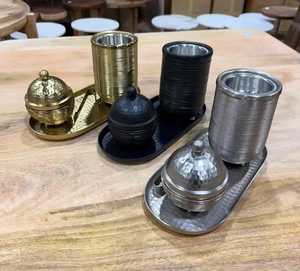 Ensemble de brûleur à encens Bakhoor en résine écologique plaqué or moderne pour une décoration élégante de la maison arabe et des cadeaux - Product Image 3