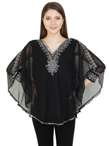 Designer Women's Girls' Anti-Wrinkle Georgette <b>Long</b> Short Kaftan Heavy Beaded <b>Sequins</b> Kaftan <b>Top</b> Blouse Plus Size Spring Winter - Product Image 5