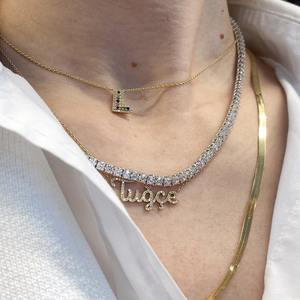 Lujo IGI certificado 14K oro helado diamante tenis collar 925 Plata moissanite corte redondo enlace tenis cadena para Unisex - Product Image 5