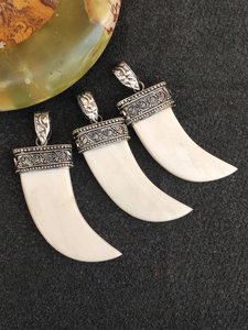 Collier tendance en corne pour femme, fait main, en corne de buffle, longue chaîne, provenance Inde - Product Image 5