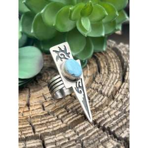 Bague Éclair en Turquoise Golden Hill Navajo et Argent Sterling, Taille 7, Plaqué Or Rose avec Sertissage Bezel, Placage 18K, Cadeau - Product Image 5