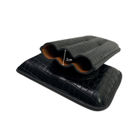 Étui à cigares de voyage imperméable à surface lisse personnalisé JH, étui à cigares en cuir avec accessoires couteau coupe-cigares